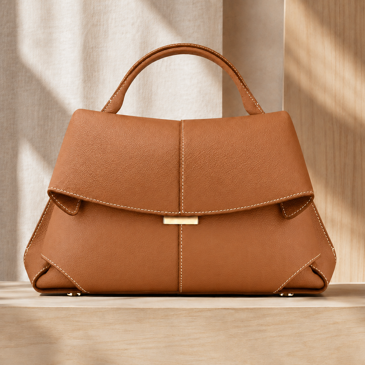 Matera Sculpted Handbag - Calf Leather Women's Top Handle