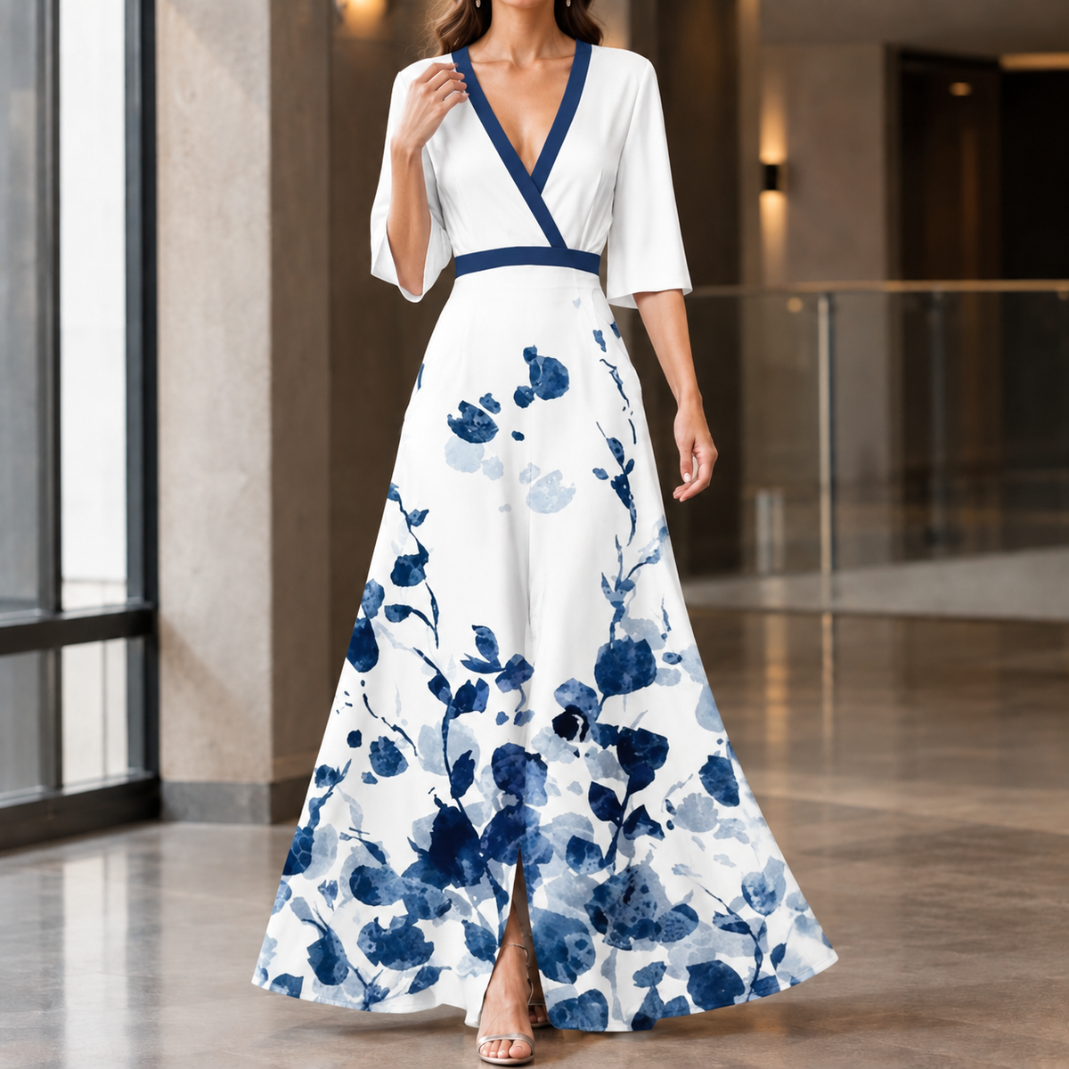 Tabitha-Pearl Elegant Dress - Women's Wrap Maxi Dress