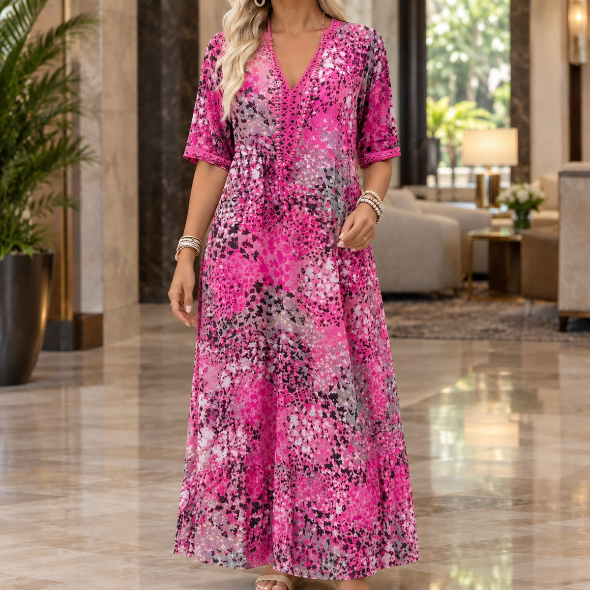 Leonie-Hope Relaxed Midi Dress - Women's Print Dress