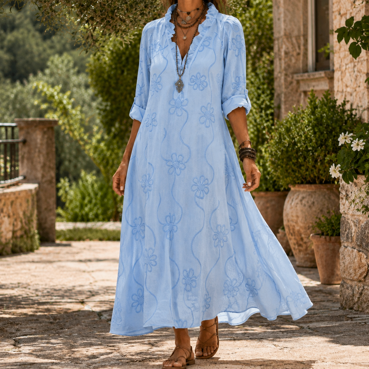 Eloise-Kate Embroidered Maxi Dress - Women's A-Line Dress