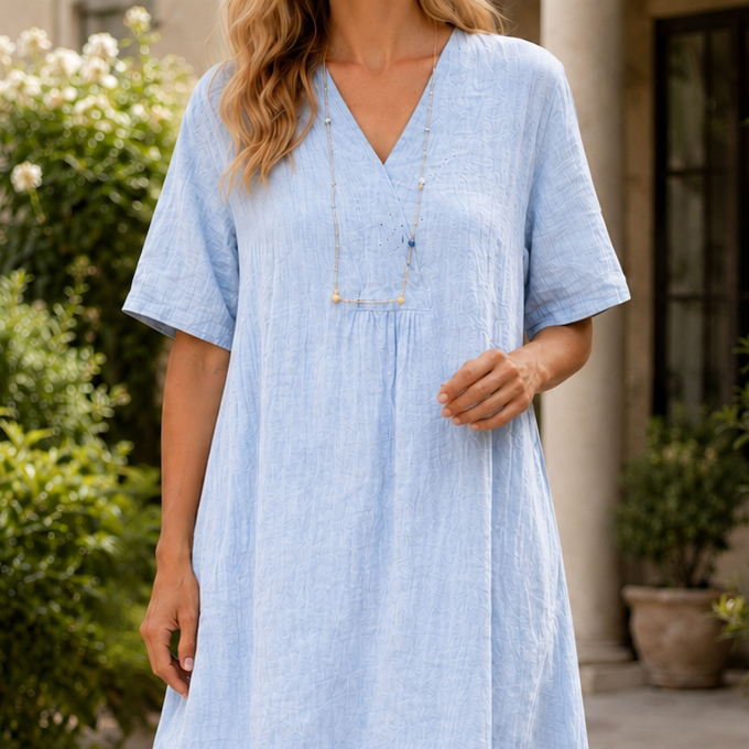 Anouk-Kate Crinkle Midi Dress - Women's Linen Dress