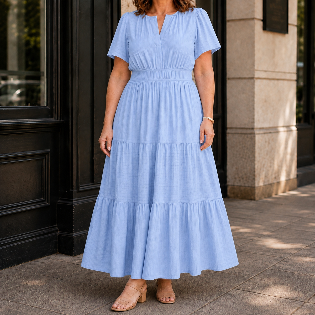 Zinnia Tiered Maxi Dress - Women's Shirred Waist Dress