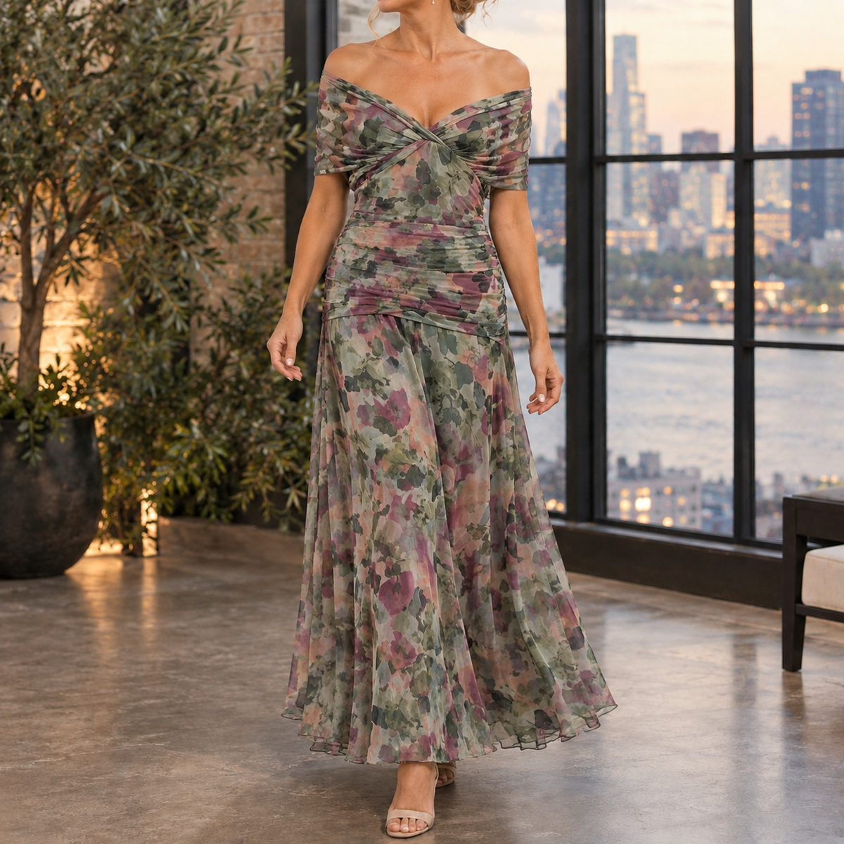 Sylvie-Elise Draped Maxi Dress - Women's Occasion Dress