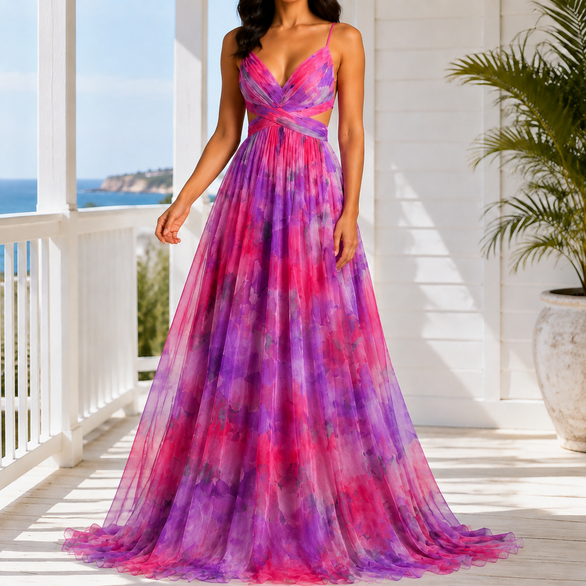 Bianca-Kate Floral Maxi Dress - Women's Tie Back Dress