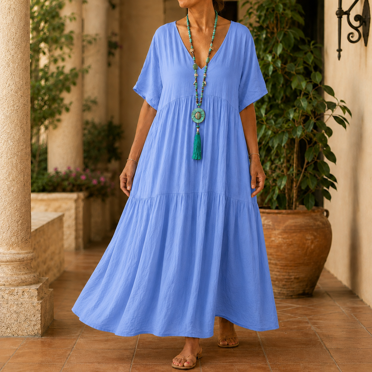 Tatiana Tiered Maxi Dress - Women's Butterfly Sleeve Dress
