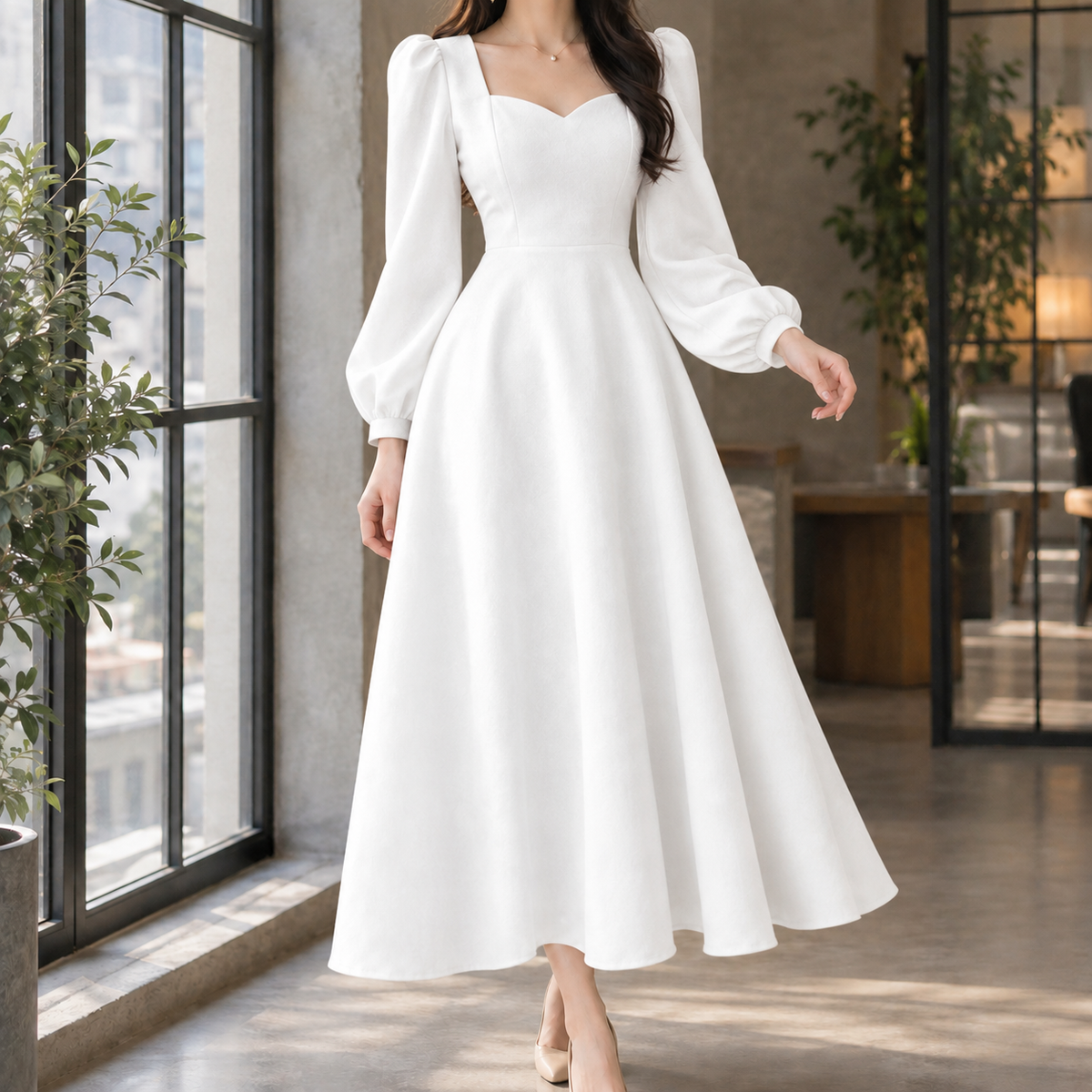 Emmeline A-Line Dress - Sweetheart Neck Women's Dress
