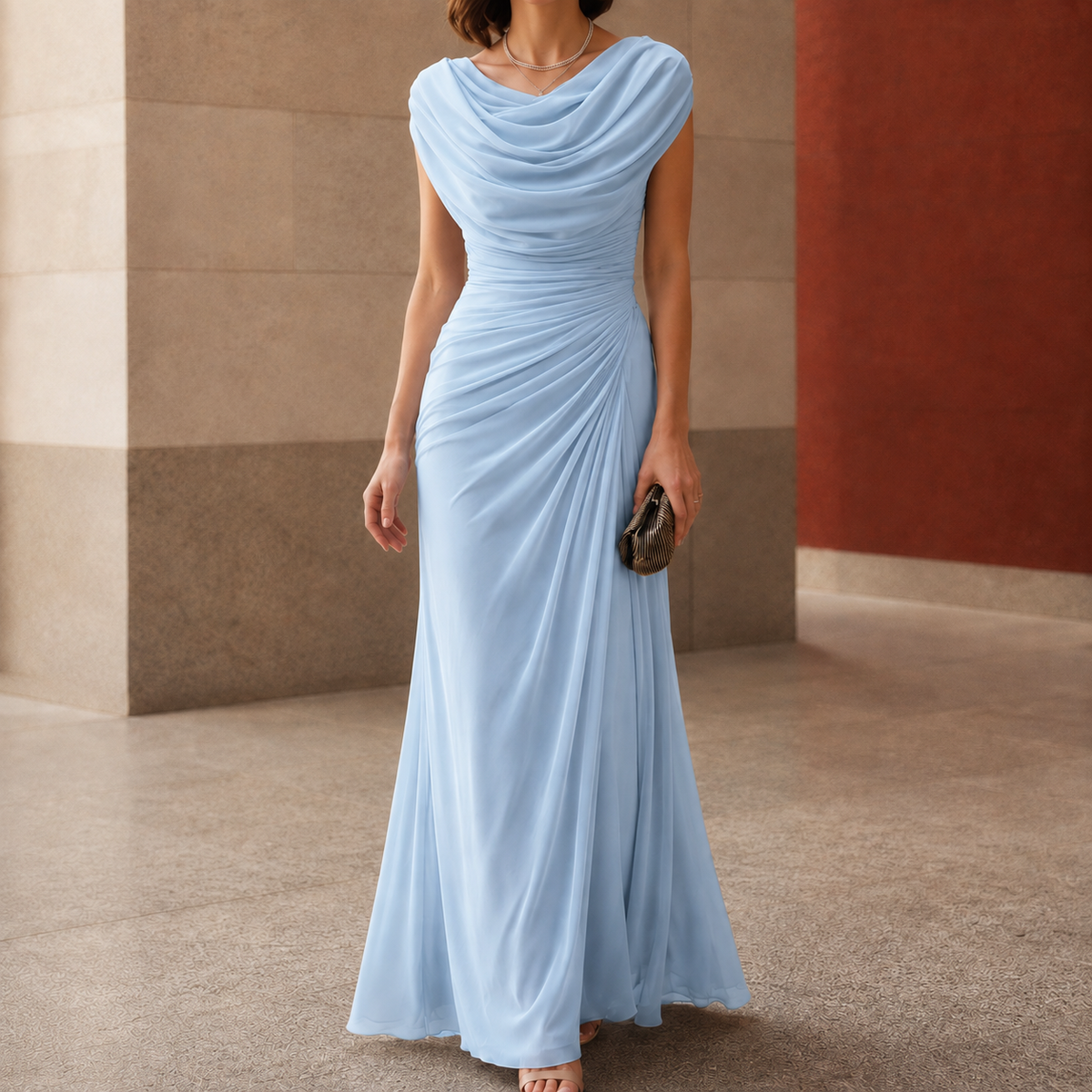Sylvie-Skye Cowl Maxi Dress - Women's Ruched Waist Dress