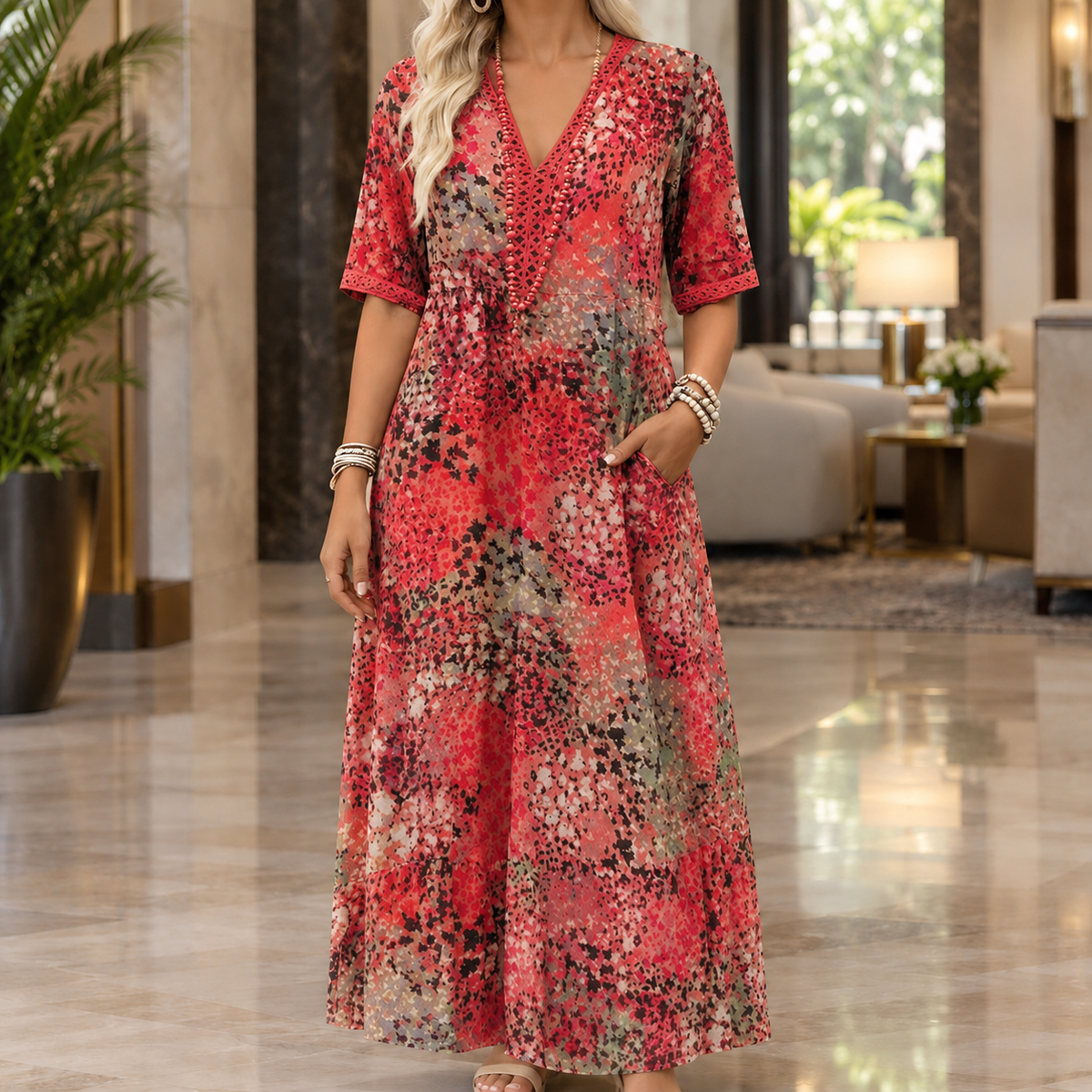 Leonie-Hope Relaxed Midi Dress - Women's Print Dress