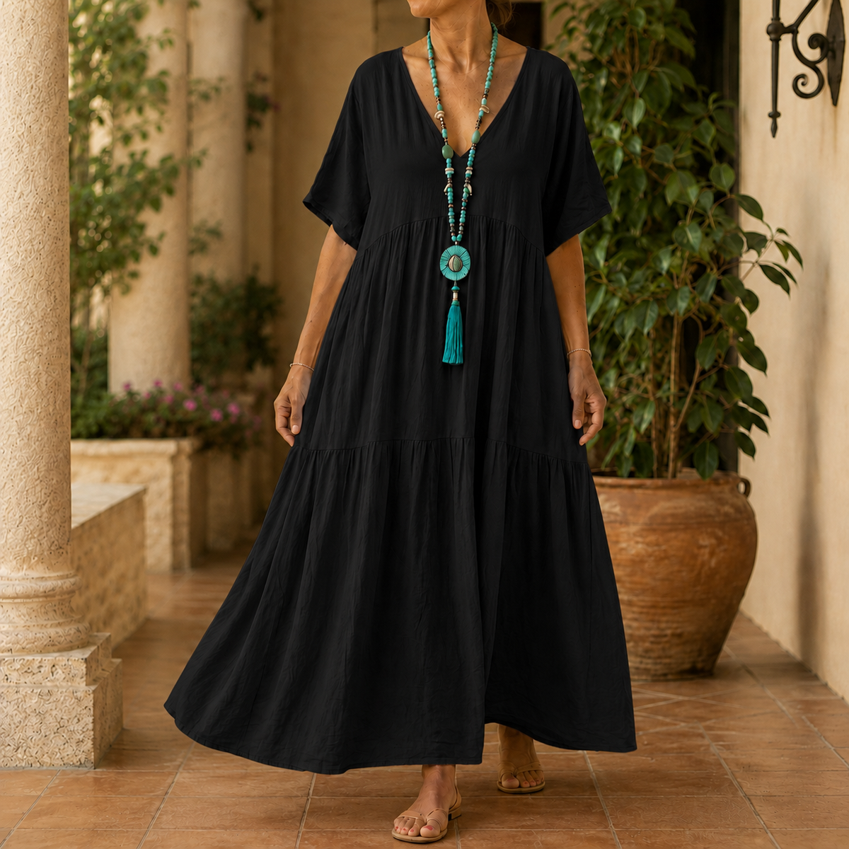 Tatiana Tiered Maxi Dress - Women's Butterfly Sleeve Dress