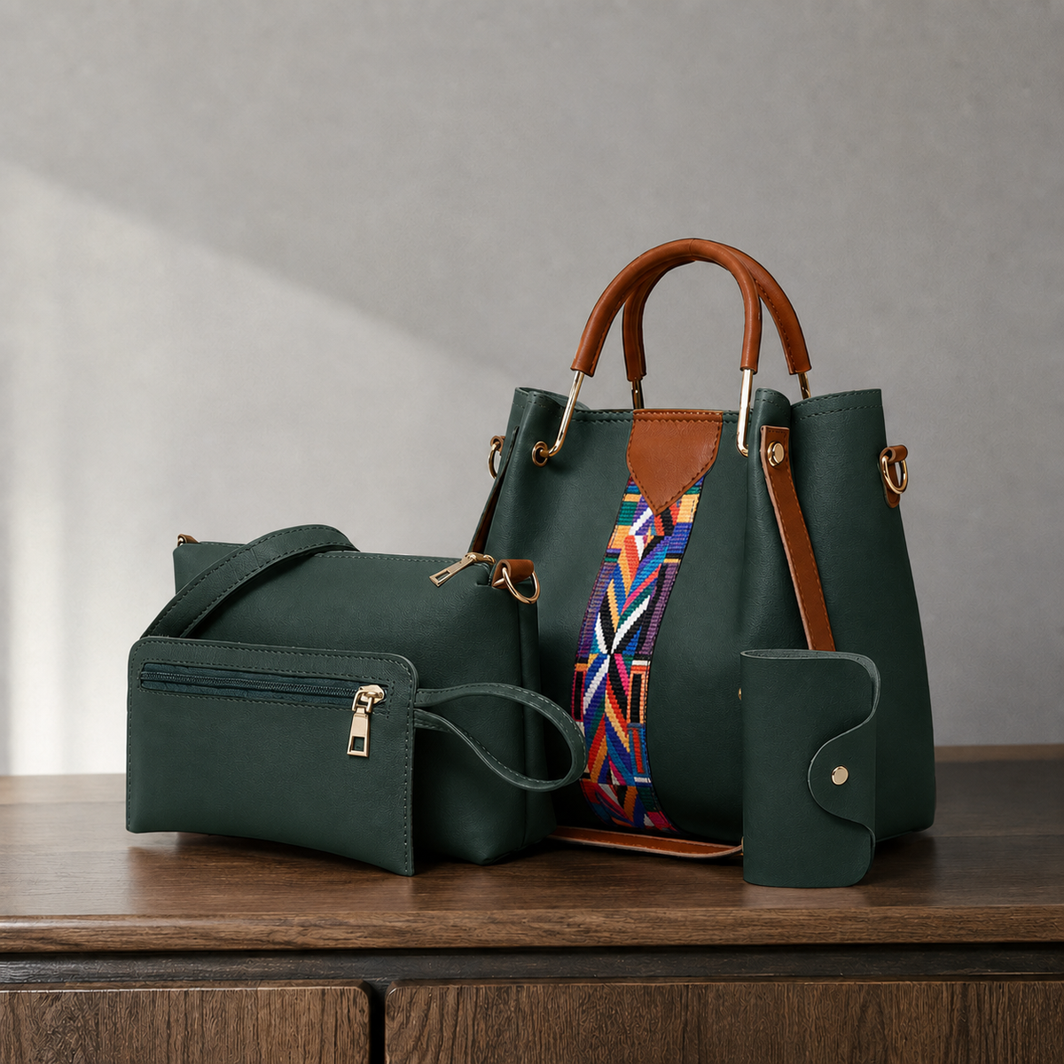 Arcuri Geo Handbag Set - Four Piece Women's Bag Set