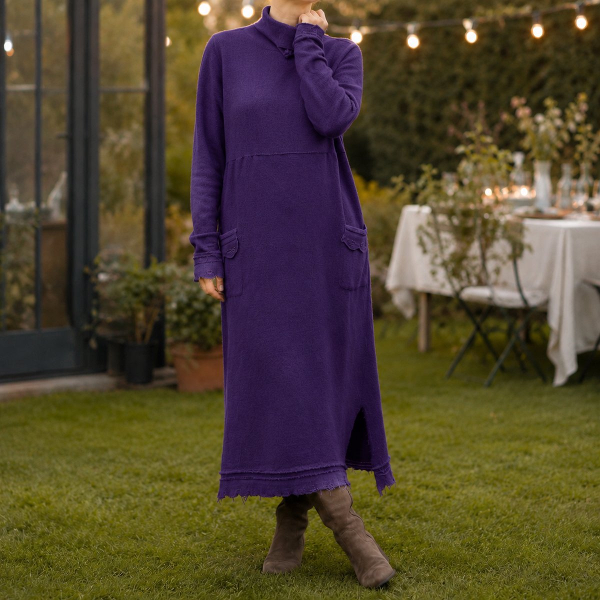 Lucille Relaxed Maxi Dress - Women's Long Sleeve Knit Dress