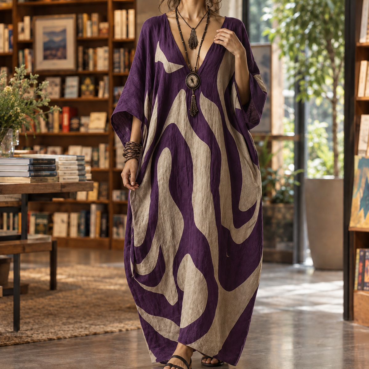 Sophie Cocoon Maxi Dress - Women's Batwing Sleeve Dress