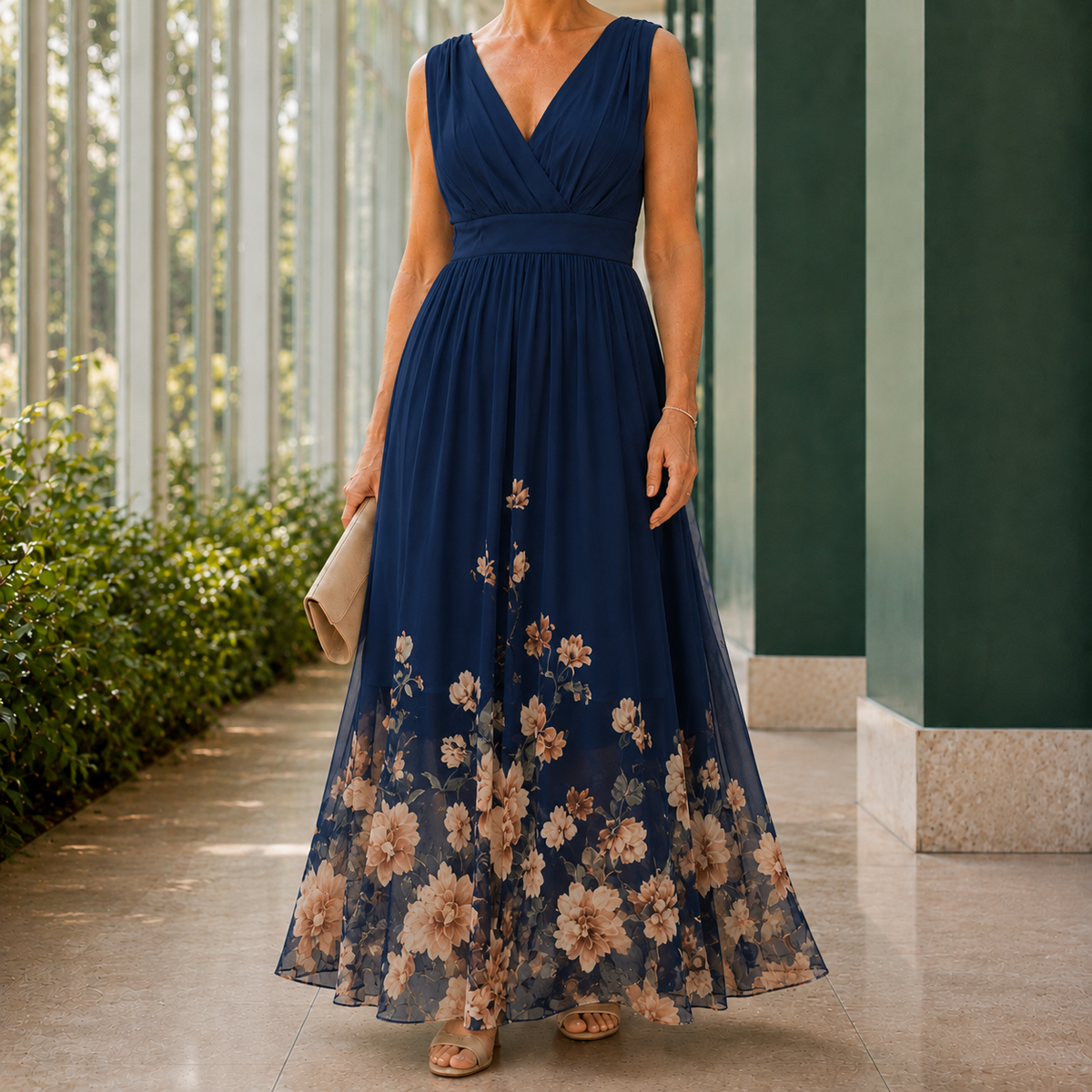 Fleur-Faye Floral Maxi Dress - Sleeveless Women's Dress