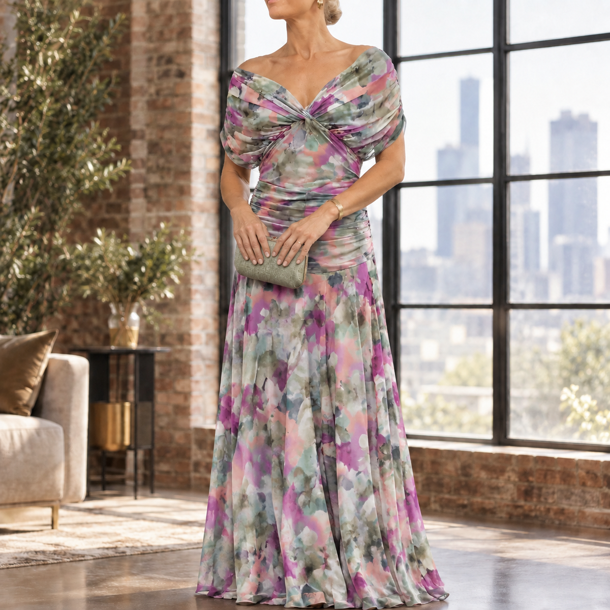 Colette-Louise Draped Maxi Dress - Women's Twist Dress