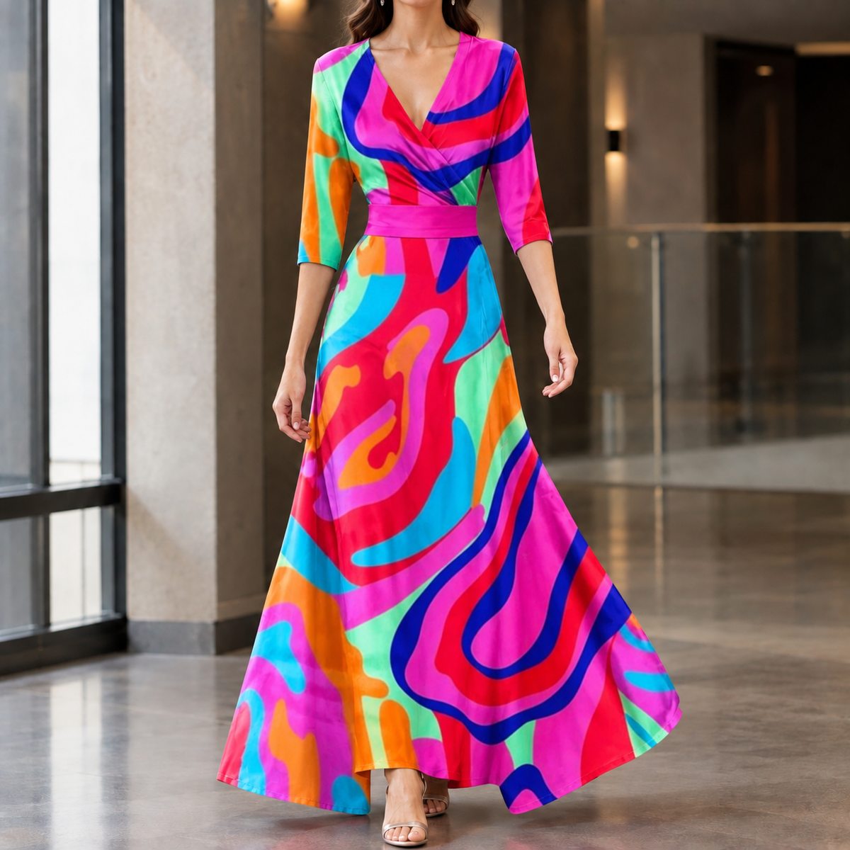 Tabitha-Pearl Elegant Dress - Women's Wrap Maxi Dress