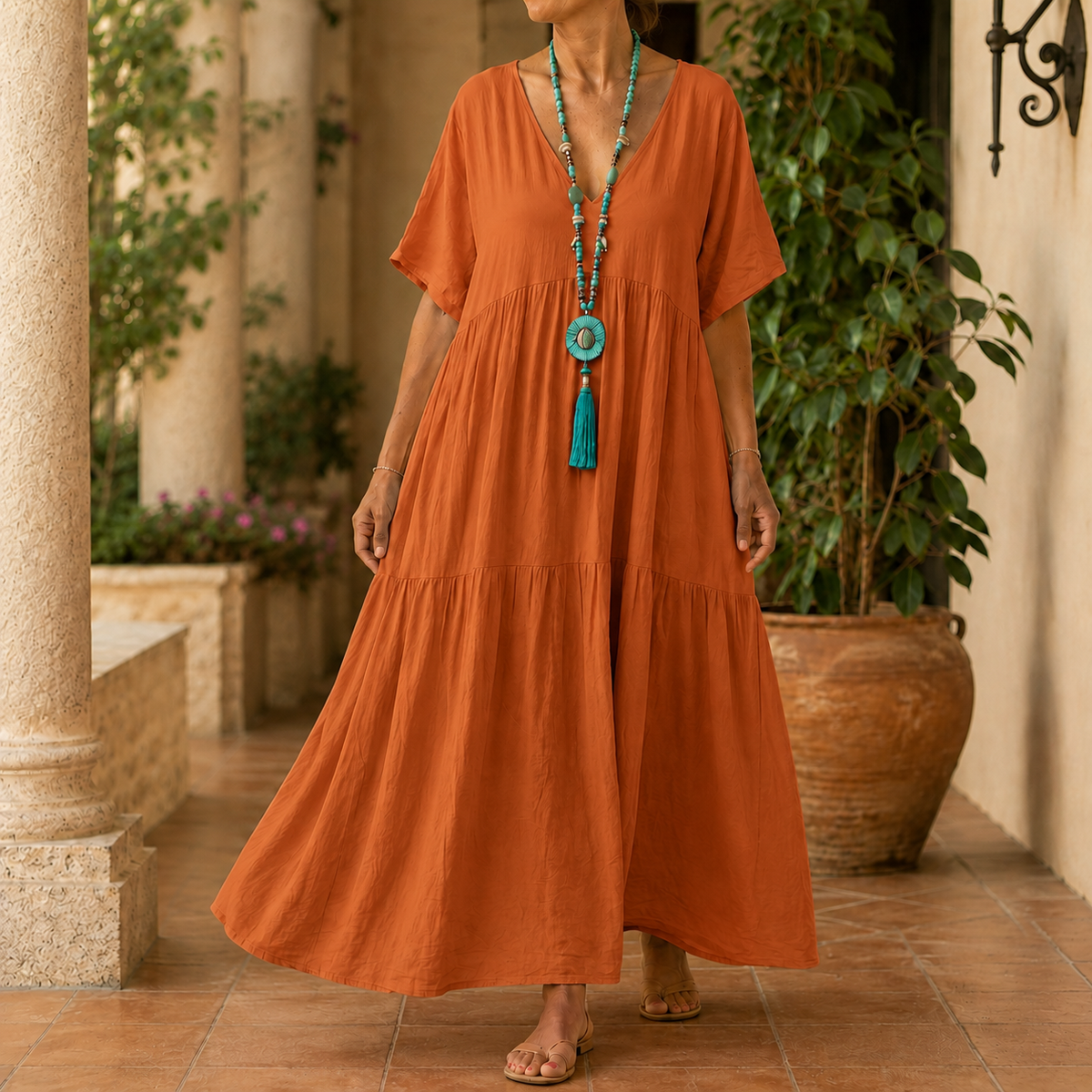 Tatiana Tiered Maxi Dress - Women's Butterfly Sleeve Dress