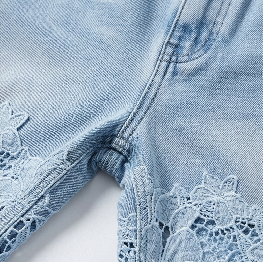 Laceveil Lace Jeans - Women's Floral Lace Wide Leg Jeans