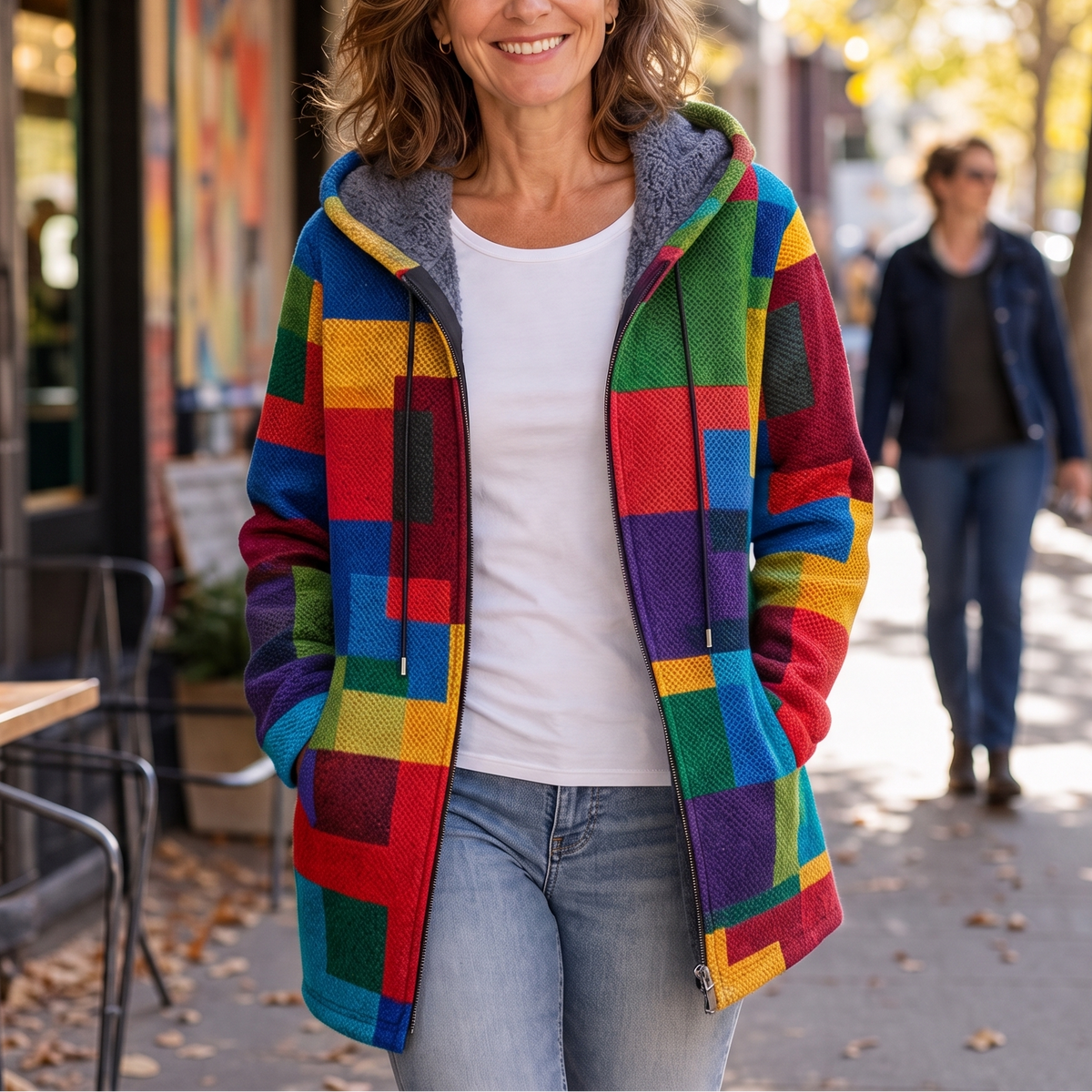 Patchwork Muse Hooded Cardigan - Colourful Women's Knit