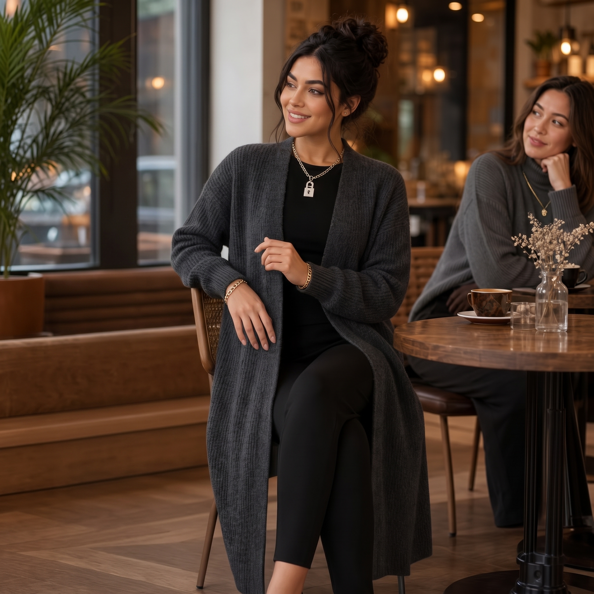 Ribbella Ribbed Longline Cardigan - Women's Long Knit