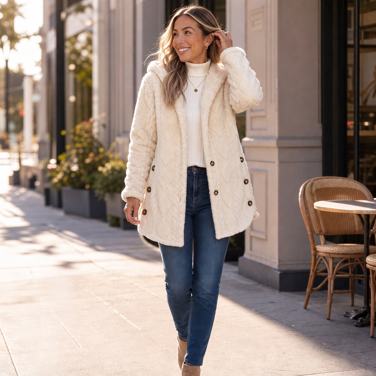 Hearth & Hood Cardigan - Hooded Button Front Women's Knit
