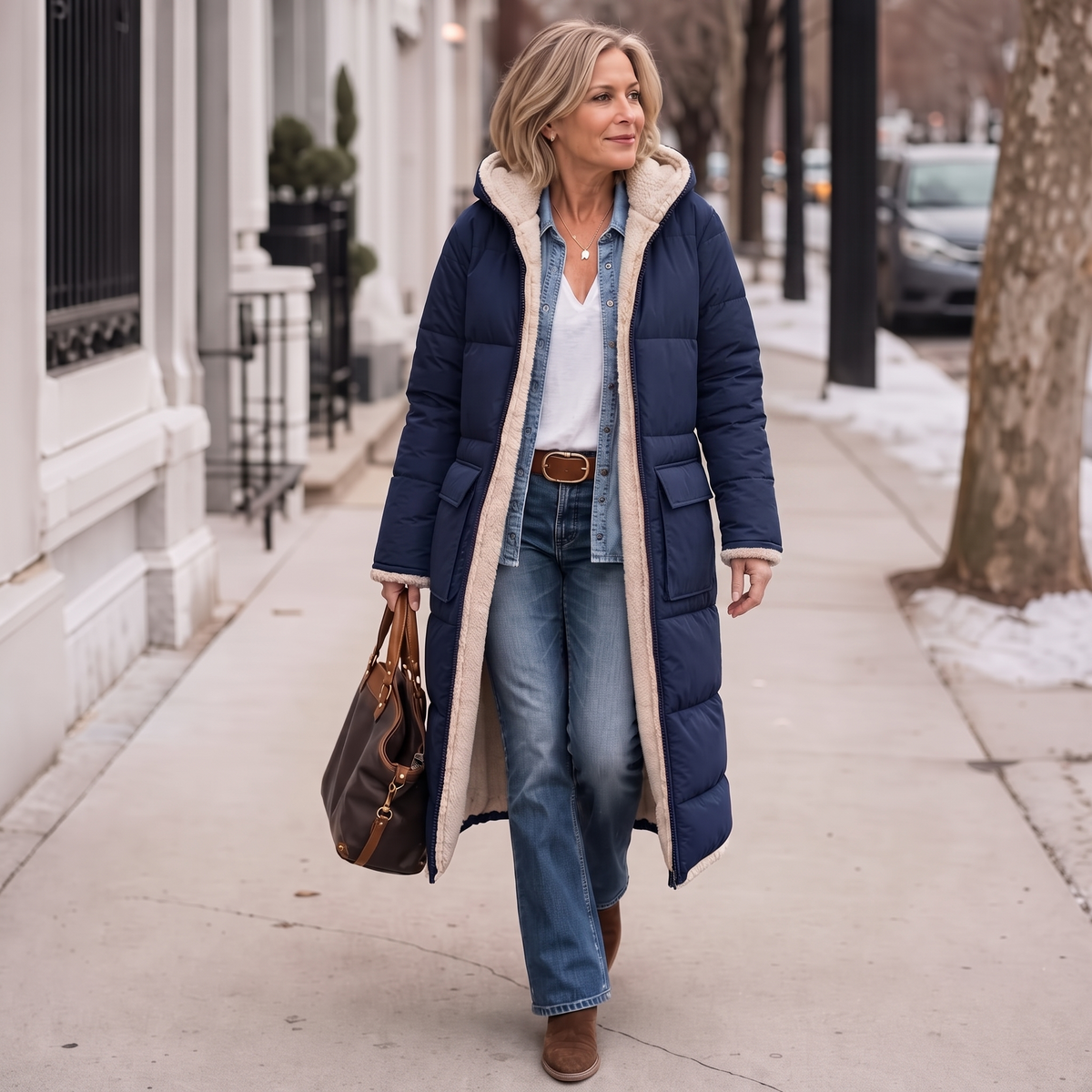 Veluna Reversible Quilted Coat - Sherpa-Look Women's Coat