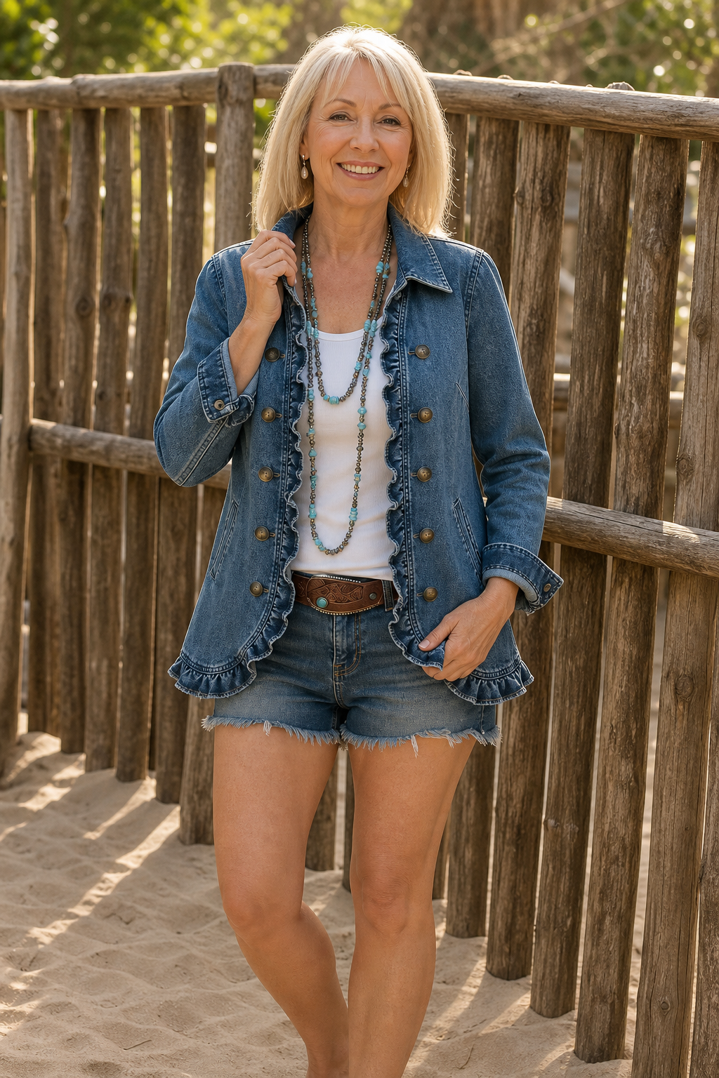 Wearbella Ruffle Denim Jacket - Double-Breasted Women's
