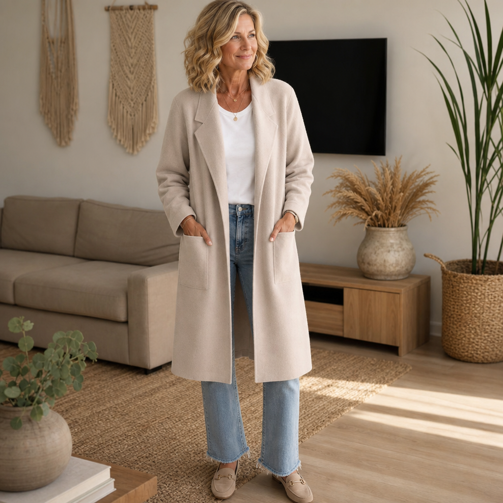 Draperie Longline Open-Front Coat - Women's Wool-Look Coat