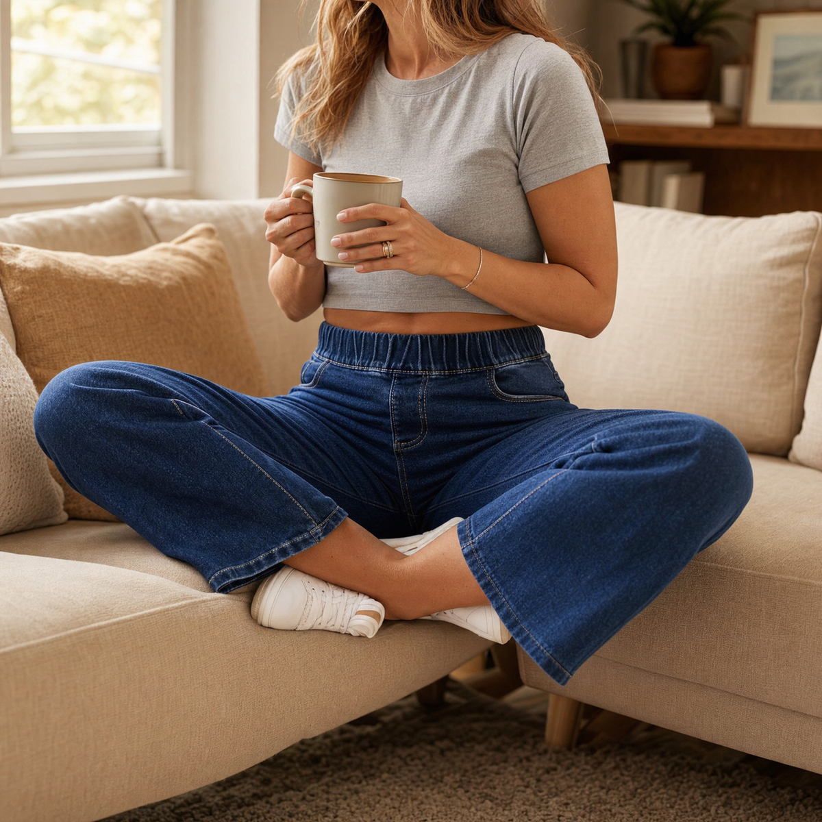 Lounette Cropped Jeans - Elastic Waist Women's Jeans