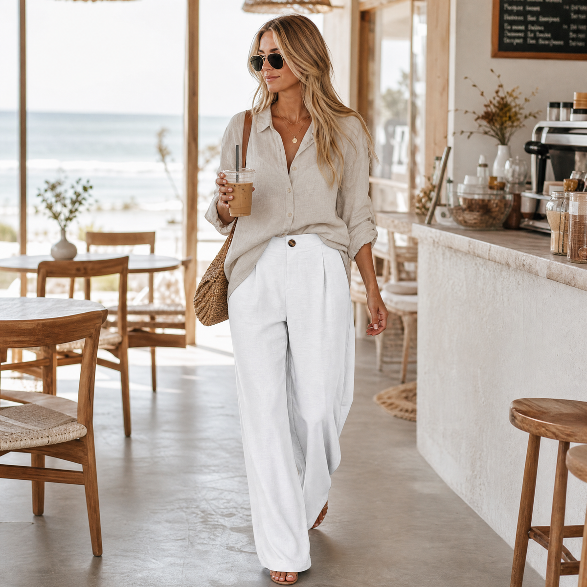 Lunavia Drape Trousers - Women's High Waist Wide Leg