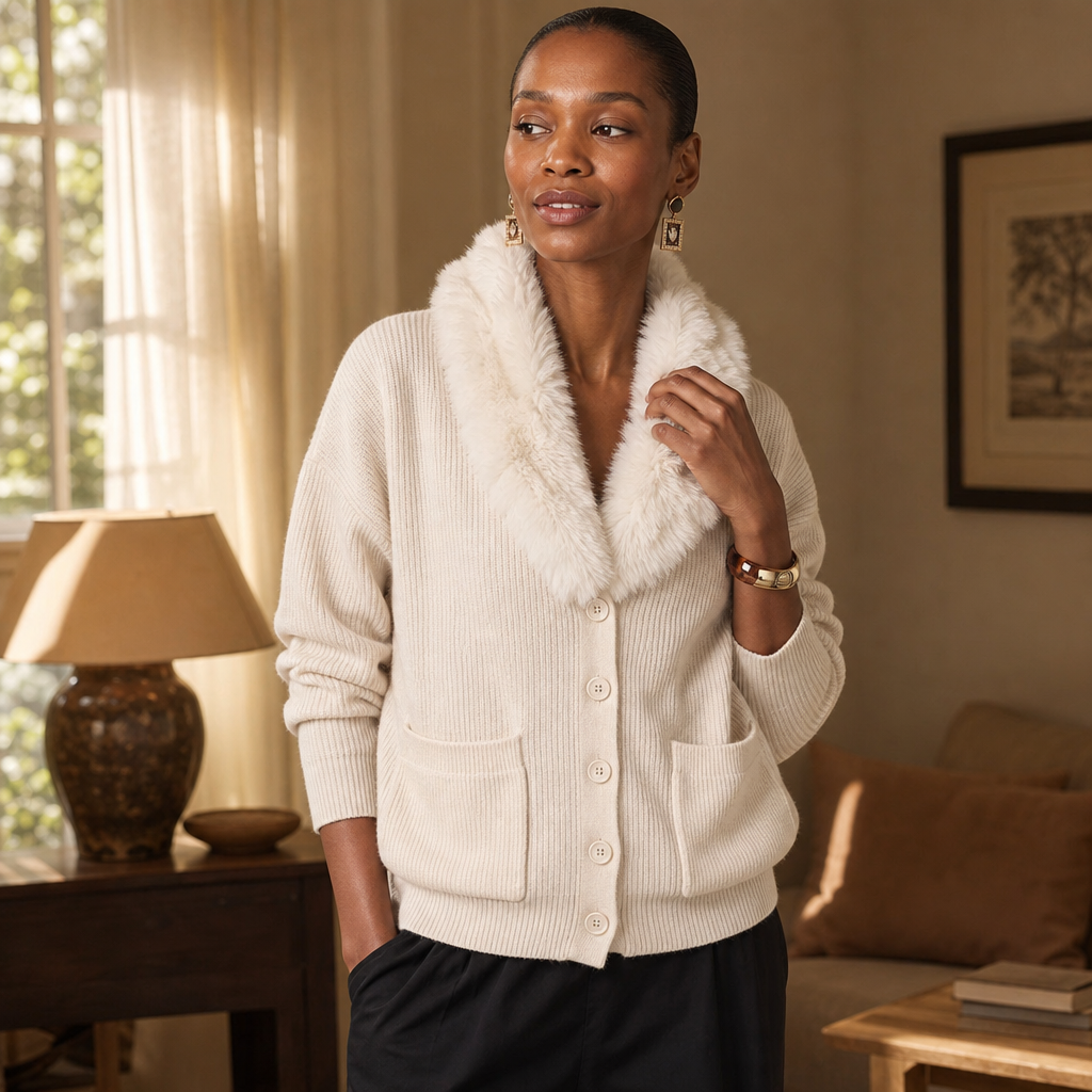 Veloura Faux-Fur Lapel Cardigan - Chunky Women's Knit