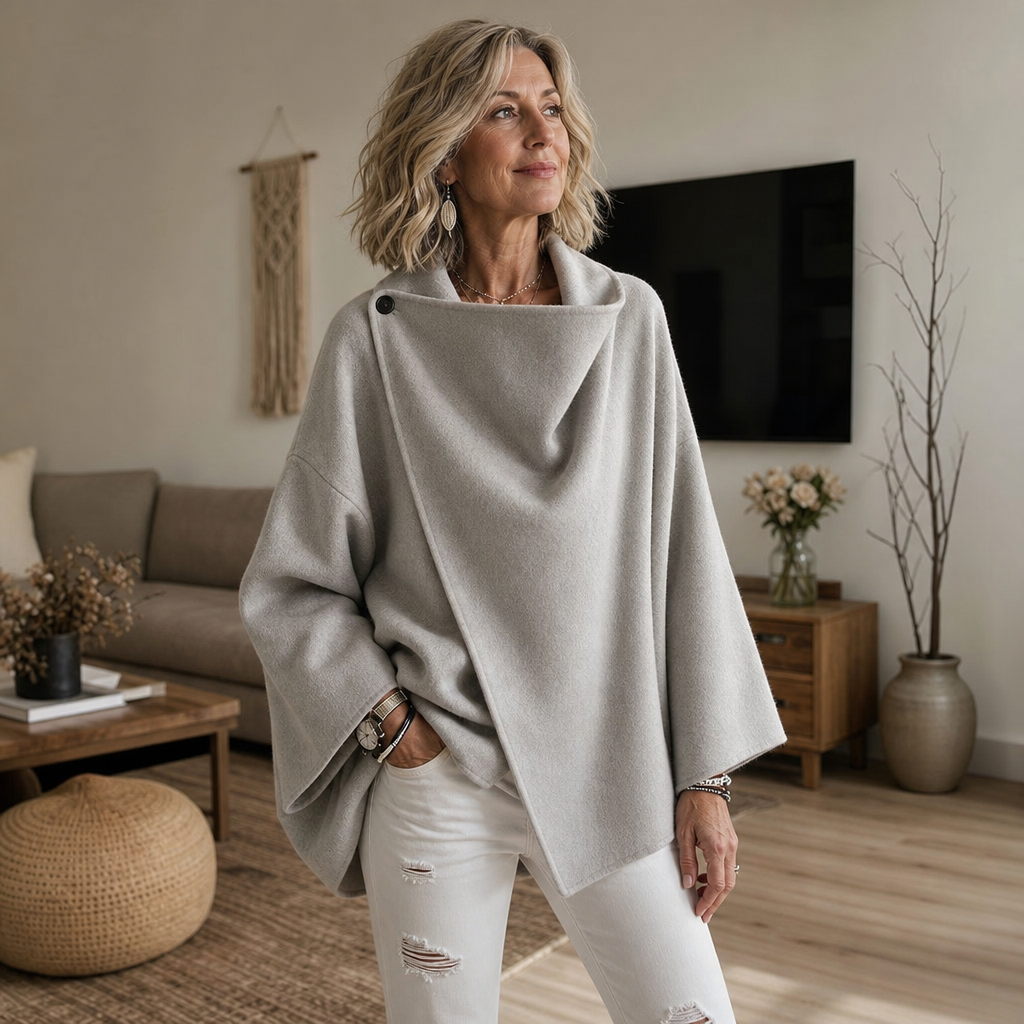 Wrapfield Wrap Cape Jacket - Women's Asymmetric Button Coat