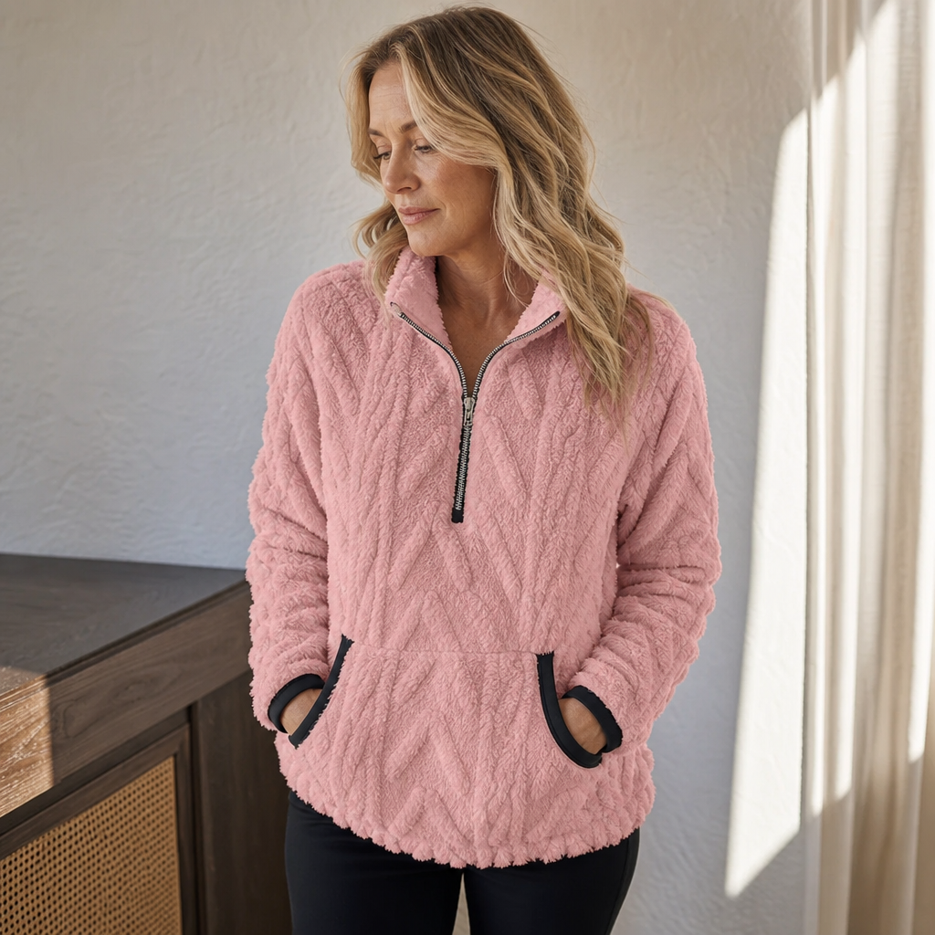 Lunelle - Plush Half-Zip Fleece Pullover with Pocket