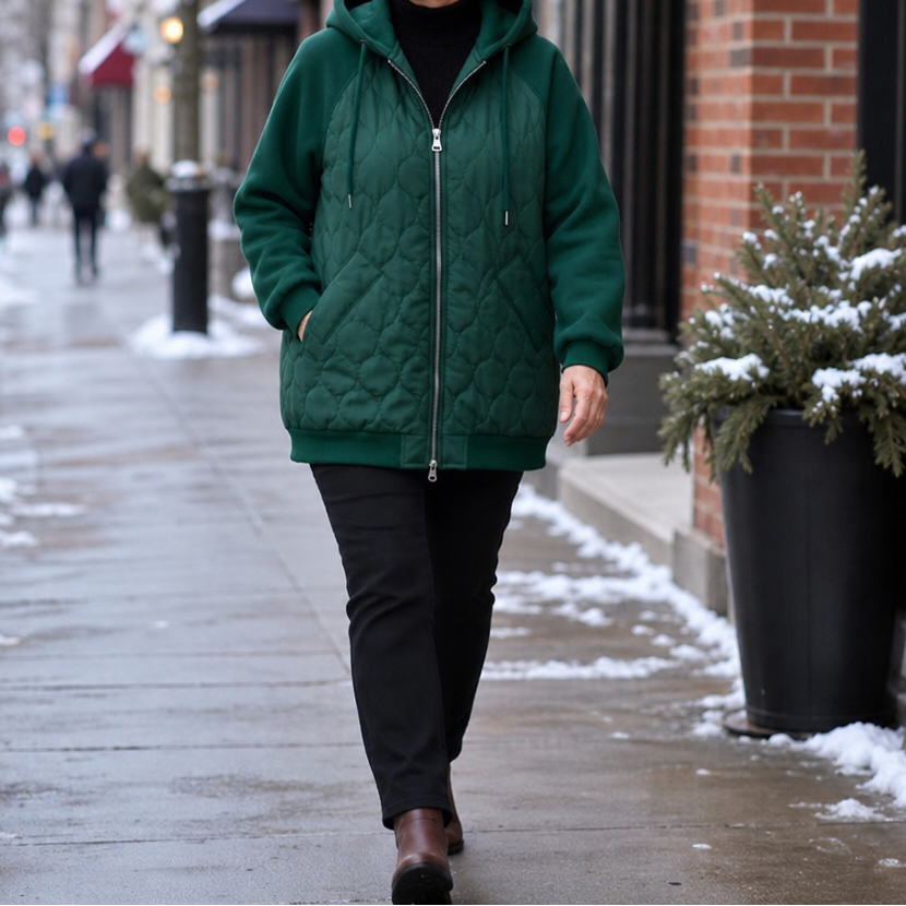 Wearbella Spliced Quilted Puffer - Women's Hooded Jacket