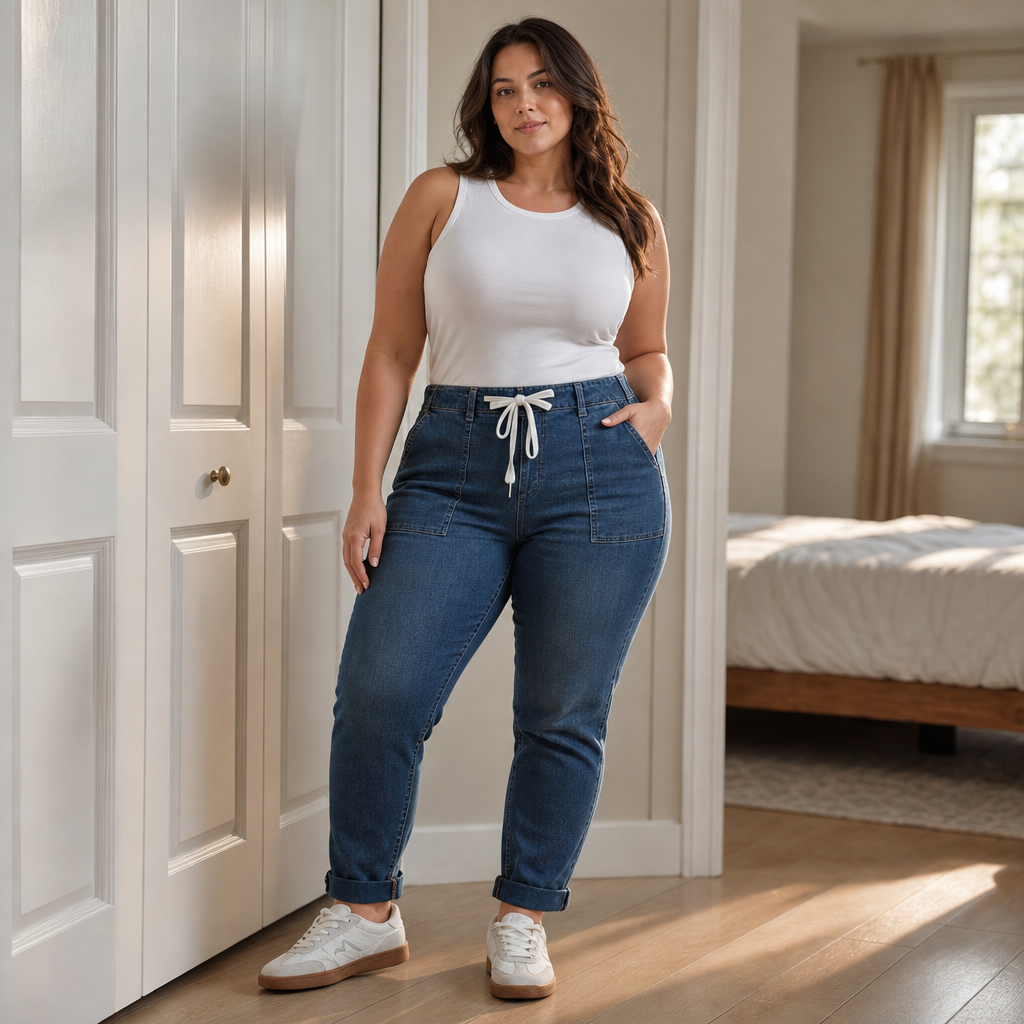 Trouver Denim Joggers - Drawstring Tapered Women's Jeans