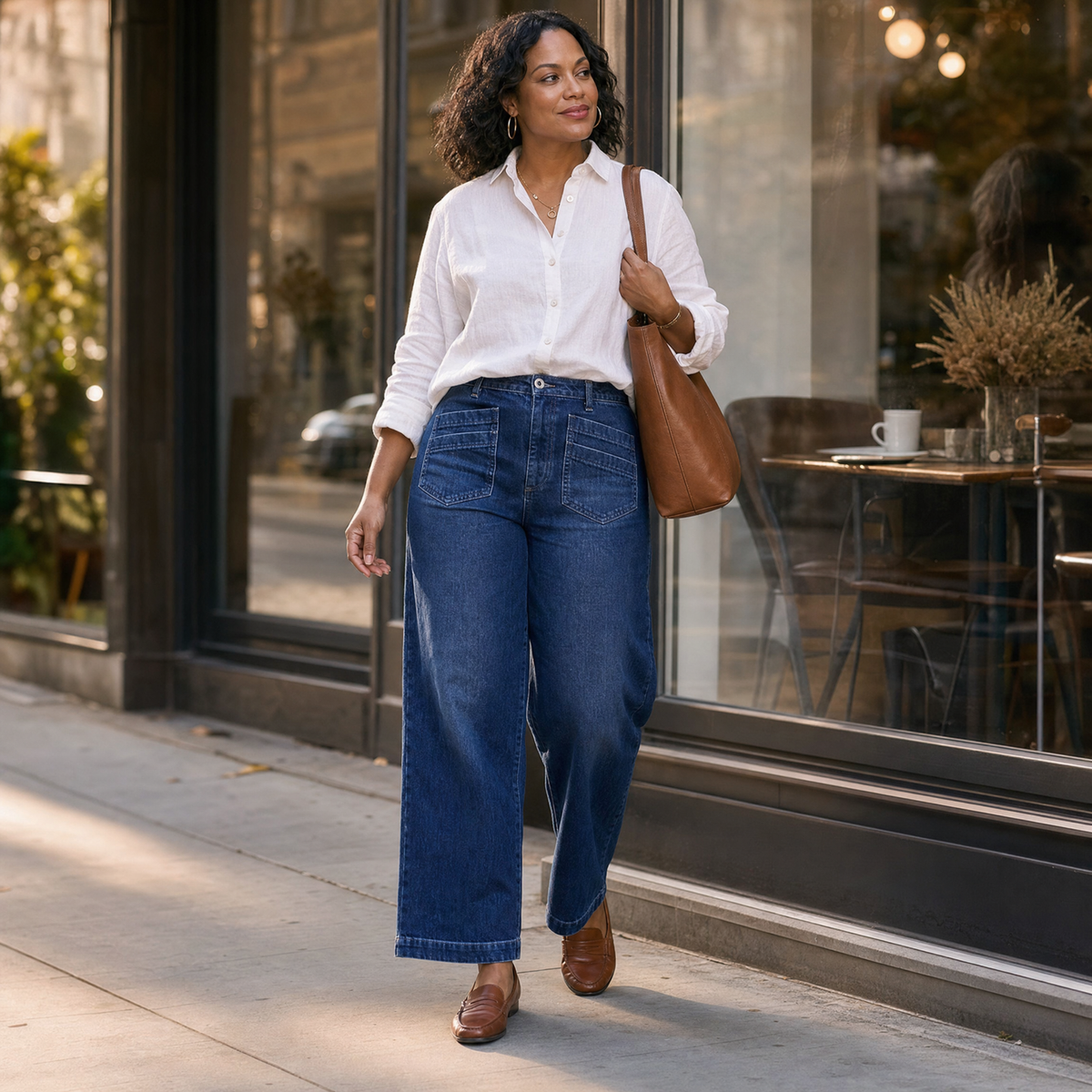 Vellora Patch Pocket Jeans - Women's Wide Leg Jeans