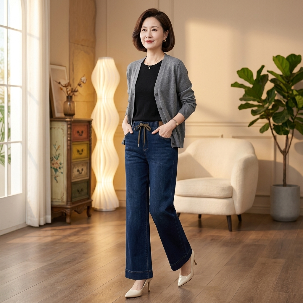 Velora Drawstring Jeans - Pull-On Wide Leg Women's Jeans