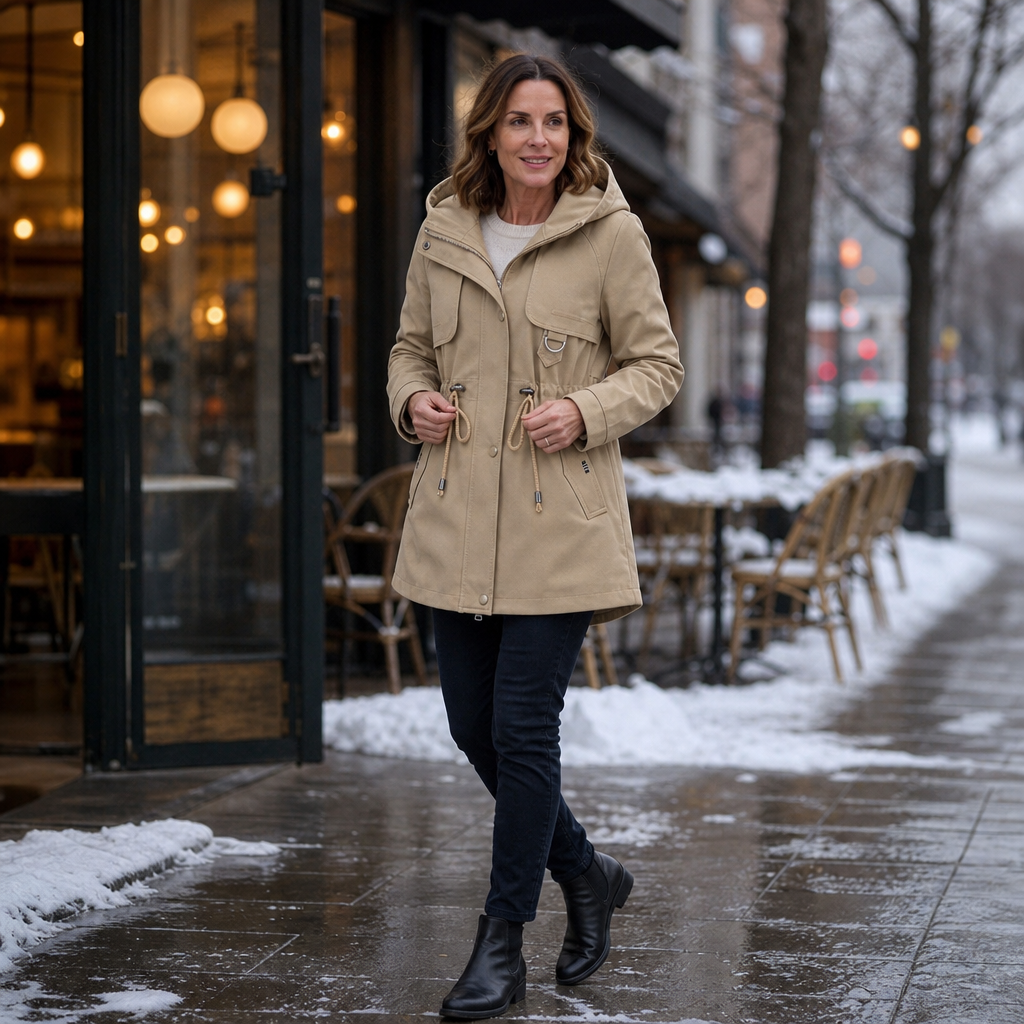 Midluna Mid-Length Parka - Women's Adjustable Waist Coat