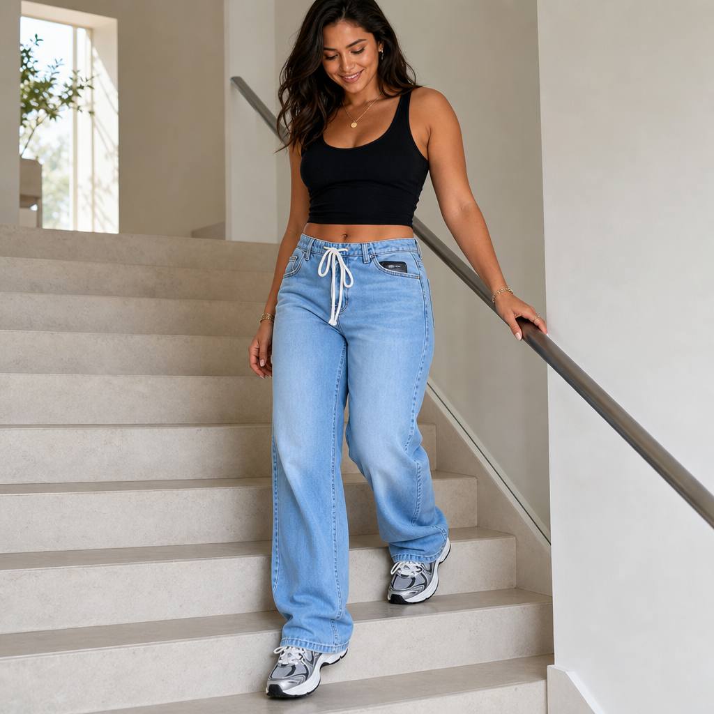 Flexelle Wide Leg Jeans - Drawstring Waist Women's Jeans