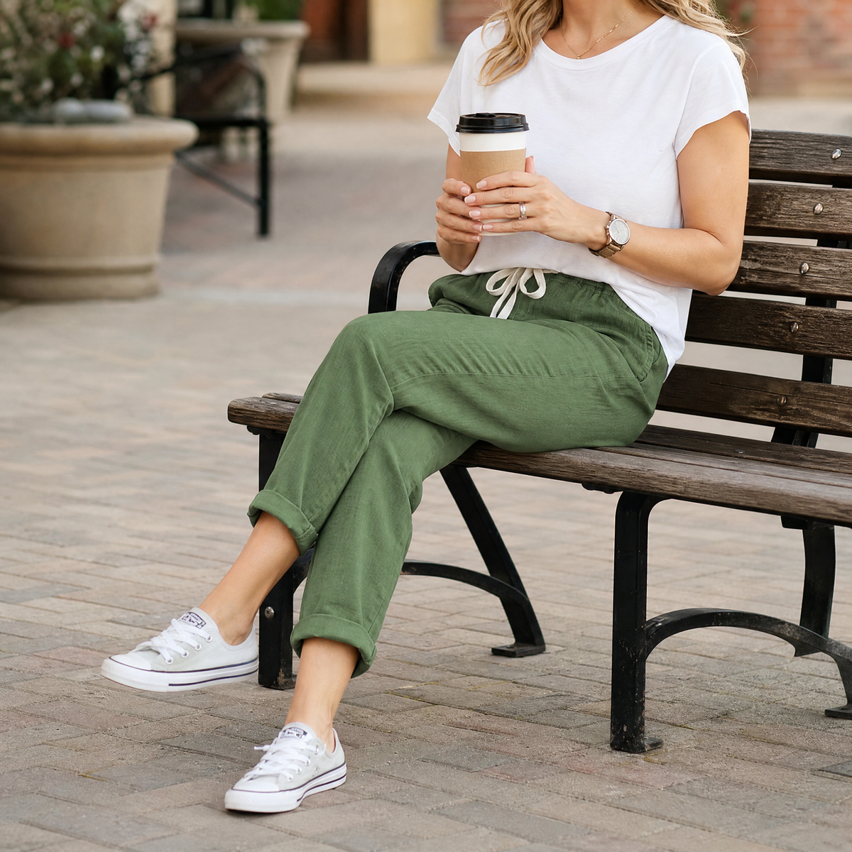 Lirenza Ankle Pants - Women's Drawstring Tapered Trousers