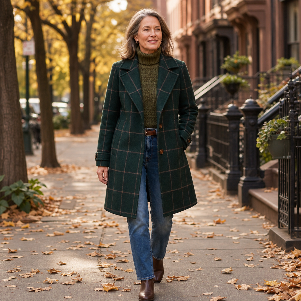 Wearbella Plaid Coat - Women's Oversized Two Button Coat