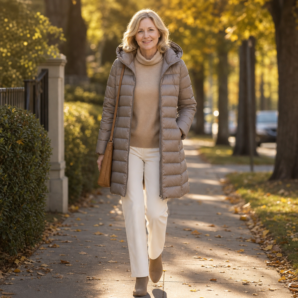 Veluna Long Quilted Puffer Coat - Women's Flared Puffer