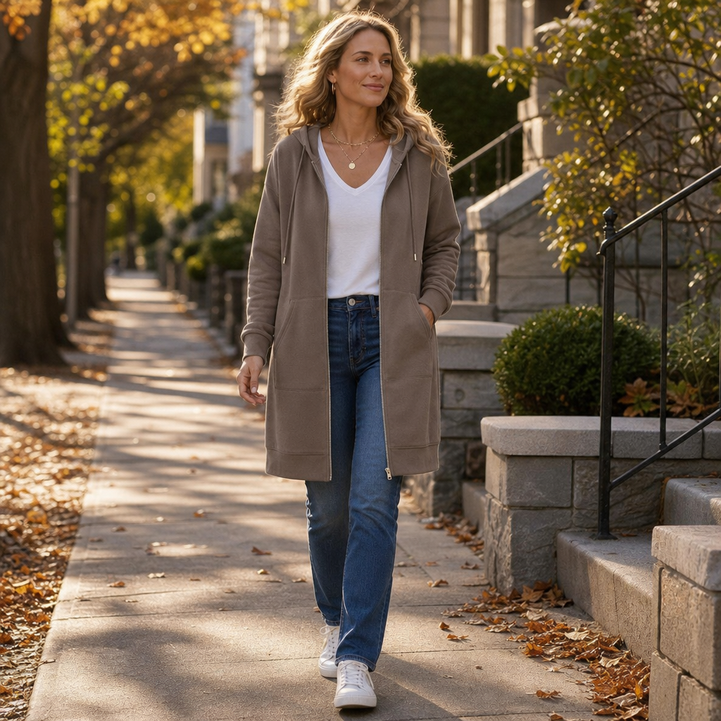 Coziluxe Hooded Cardigan - Women's Zip Front Long Knit