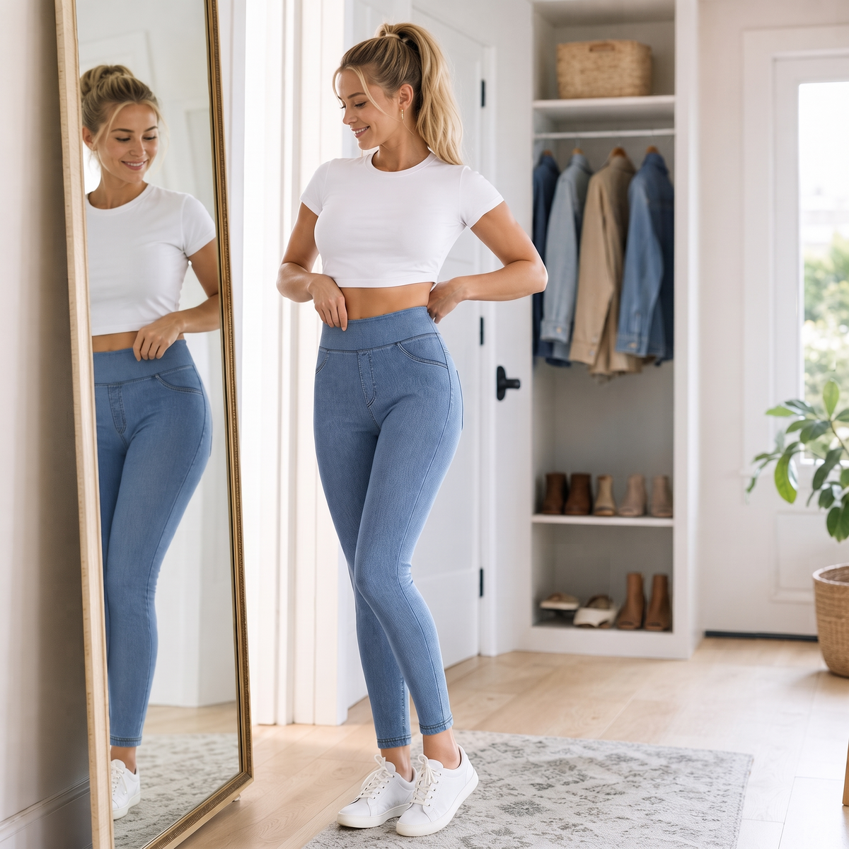 Slimwaist Tapered Jeans - High Rise Stretch Women's Jeans