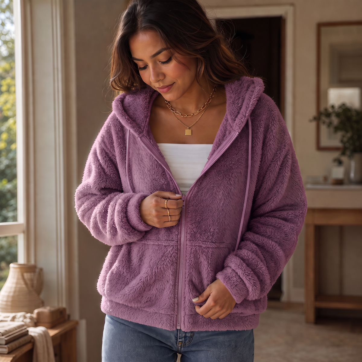 Cloudhug Hooded Plush Zip-Up Jacket - Women's Fleece Jacket