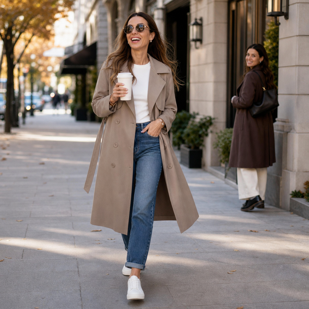 Wearbella Belted Trench Coat - Women's Double-Breasted Coat