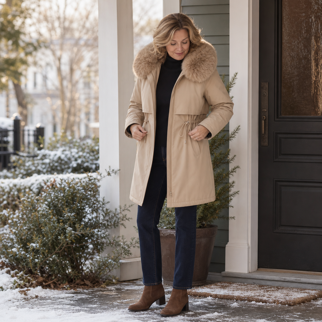 Velora Hooded Faux Fur Coat - Women's Mid-Length Coat