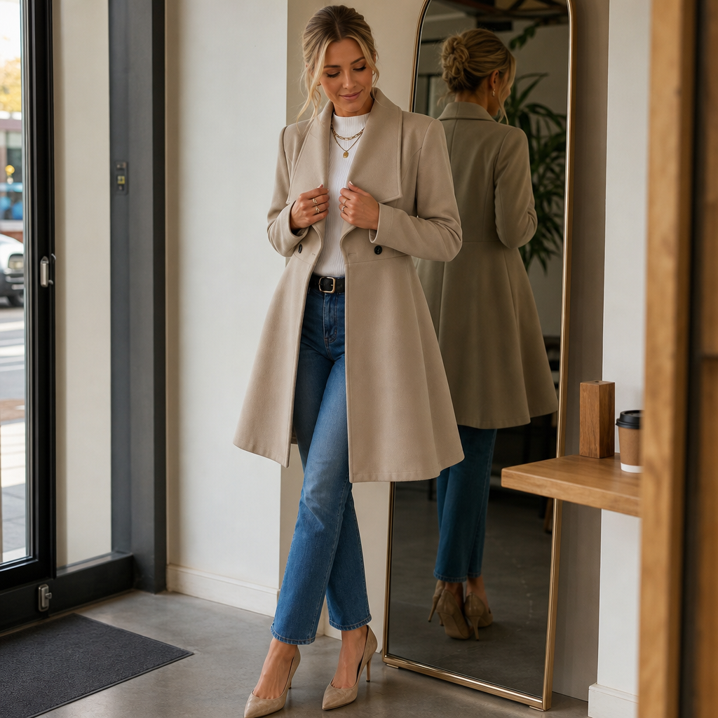 Elowen A Line Overcoat - Women's Double Breasted Coat