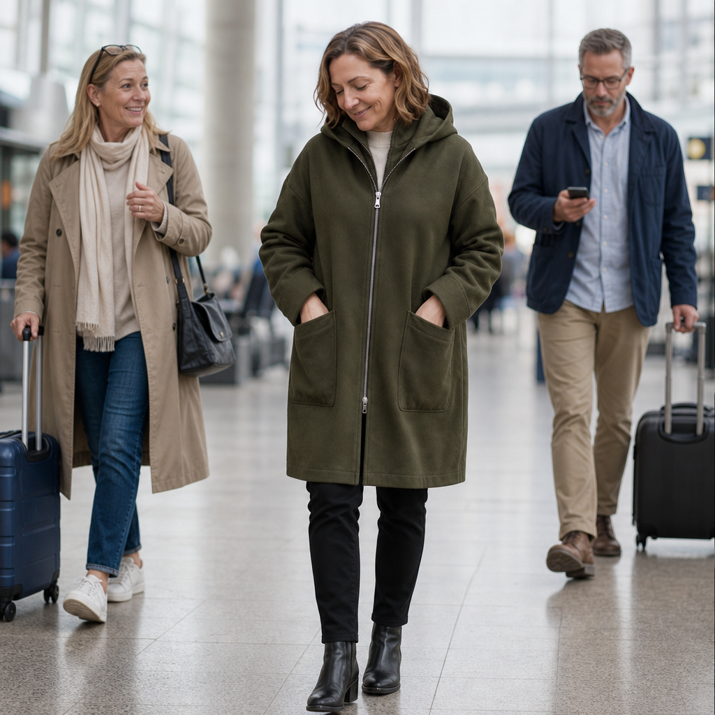 Midella Hooded Jacket - Mid-Length Women's Travel Coat