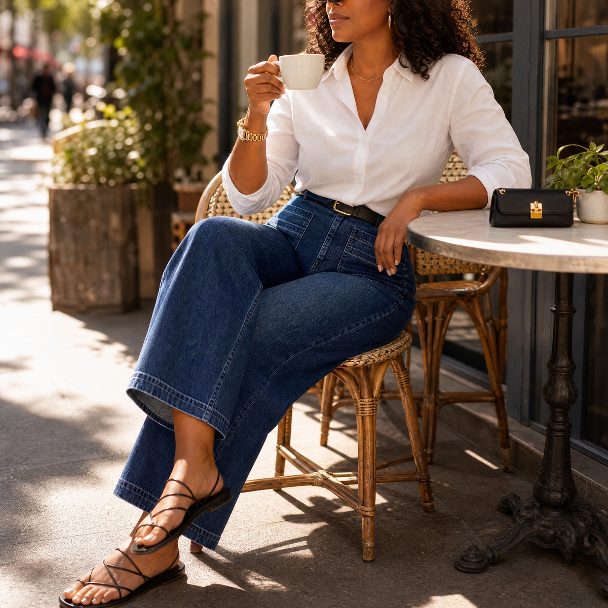 Vellora Patch Pocket Jeans - Women's Wide Leg Jeans