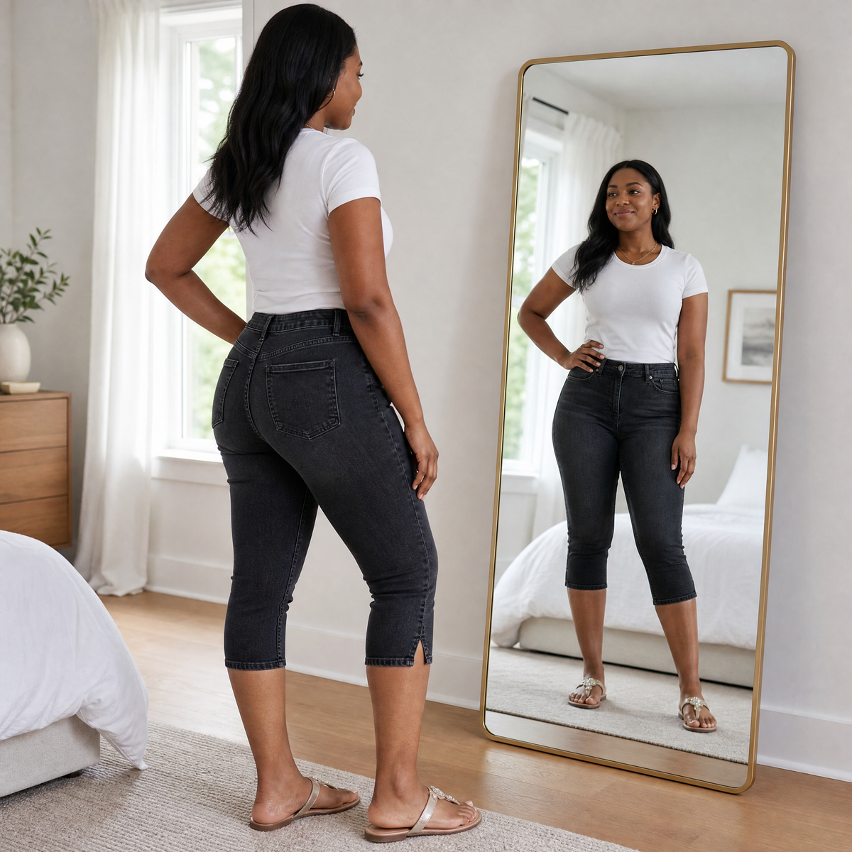 Curvella Capris - High Waist Stretch Women's Denim Capris